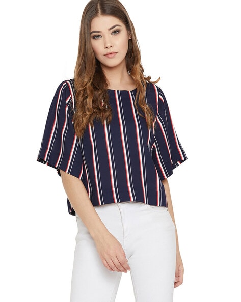 Ruhaans Striped Kaftan Sleeves Top