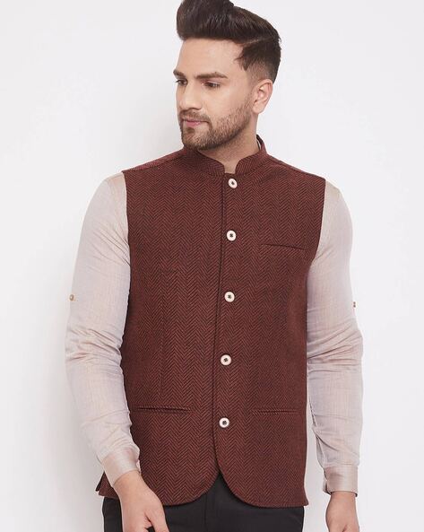 Buy SOJANYA Gold Printed Nehru Jacket online