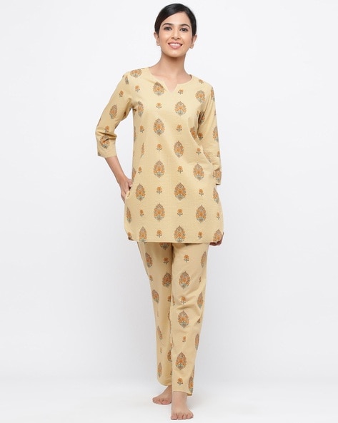 Buy Jaipur Kurti Women Blue & Grey Printed Night suit Online at Best Price  | Distacart