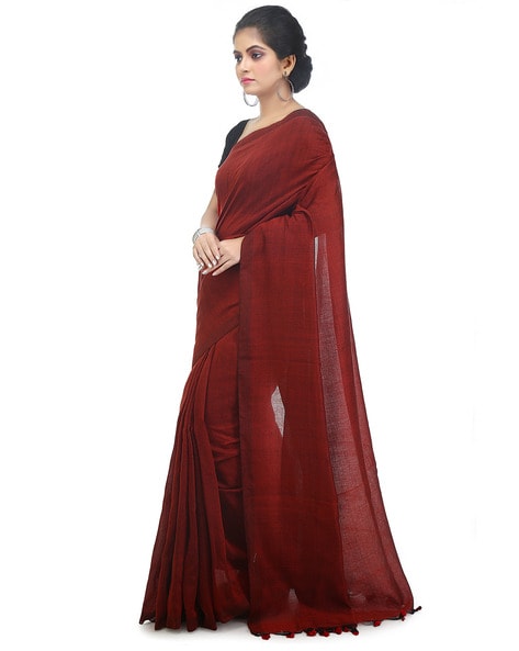 Maroon Saree | Buy Indian Maroon Color Sarees Online | KalaNiketan