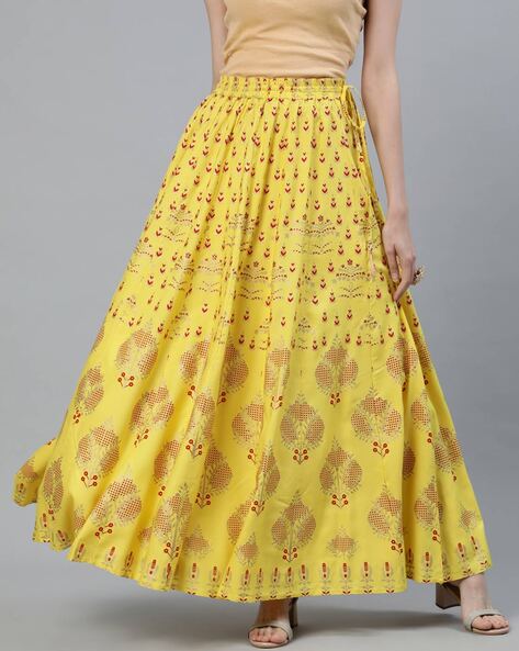 Shop Yellow Brocade Padded Kurta with Yellow Crepe Skirt and Yellow Pure  Organza Ruffle Dupatta Kurti Set - Kurti Sets Online in India | Dress  designs for stitching, Unique blouse designs, Kurta