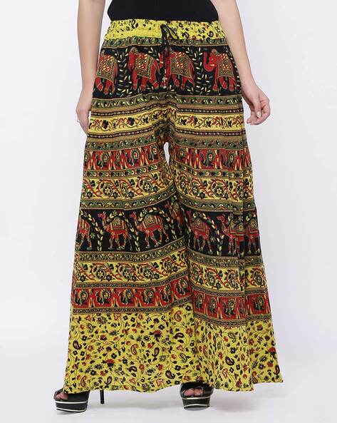 Buy Skirts & Scarves SNS Rayon Printed Black Harem/Yoga Pants with Pockets  Traditional Indian Design at Amazon.in
