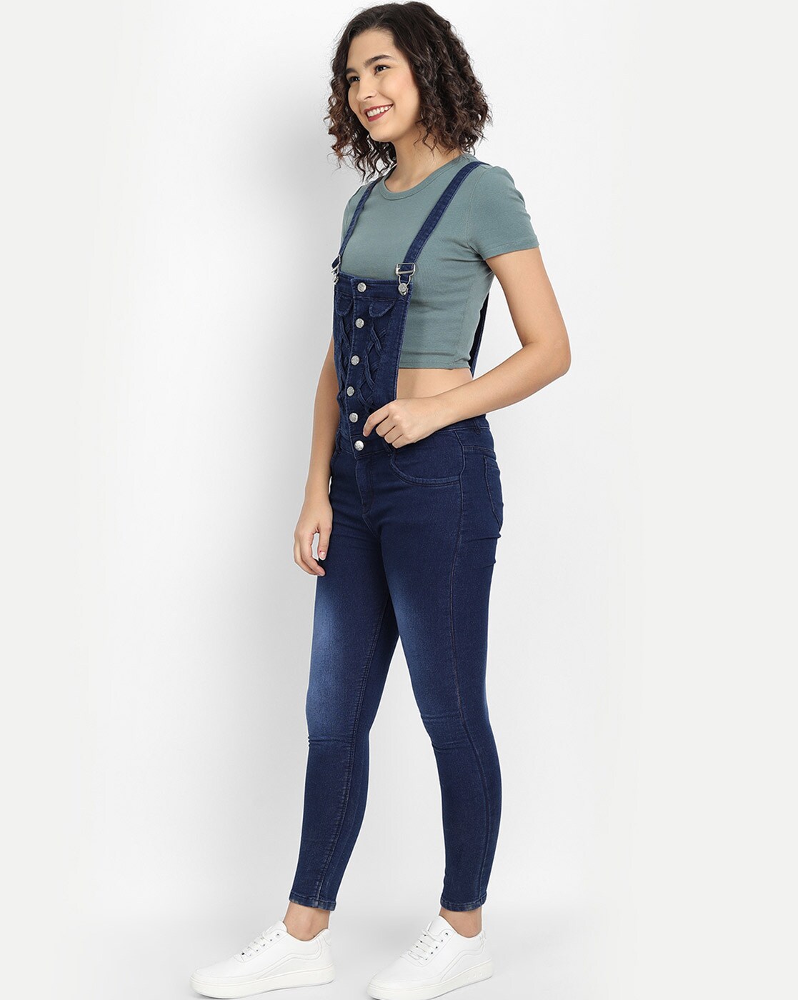 Buy online Stoned Washed Button Detail Dungaree from western wear for Women  by Broadstar for ₹2499 at 0% off | 2024 Limeroad.com