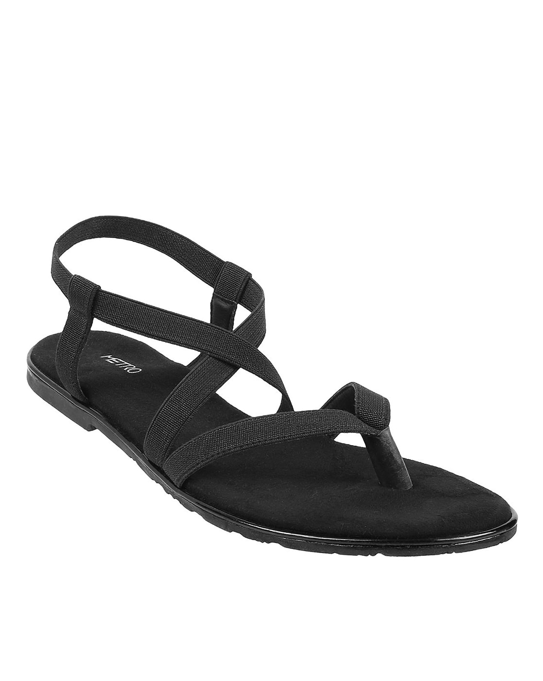 Buy Black Flat Sandals for Women by Acai Online | Ajio.com