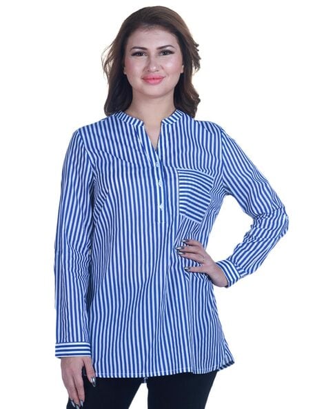 Rang Deep Women Blue Cotton top – Rangdeep