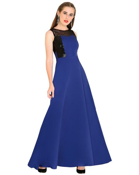 Tanvi Ladies Blue Sleeveless Gown at Rs 995 in Bengaluru | ID: 20212177755