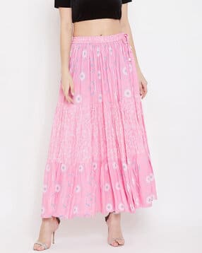 clora creation Geometric Print Flared Skirt-picture-21