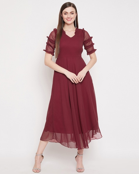 Ethnic Gowns | Maroon Colour Gown Beutiful And Attractive | Freeup