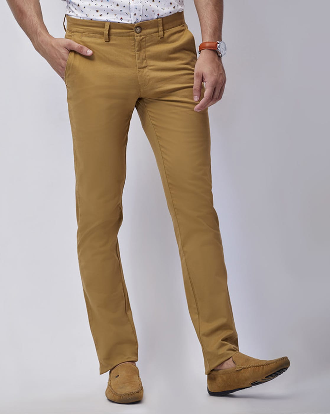Buy J Hampstead Grey Regular Fit Flat Front Trousers for Men's Online @  Tata CLiQ