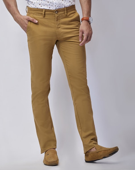 Buy J Hampstead Brown Regular Fit Flat Front Trousers for Mens Online   Tata CLiQ