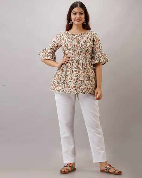 Buy Cream Shirts, Tops & Tunic for Women by Kimayra Online