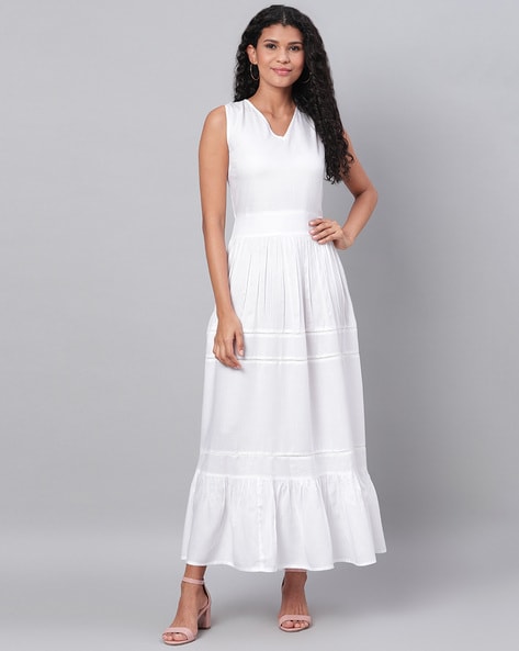 Tara White Fit & Flare dress with Dupatta – The Anarkali Shop
