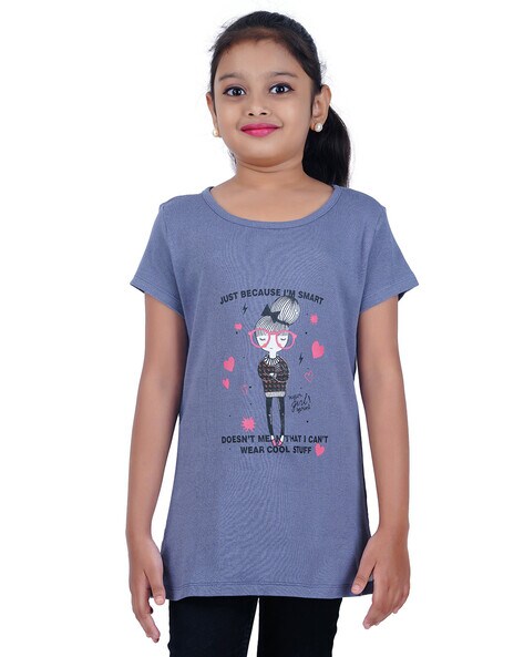 Grey colour t outlet shirt for girls