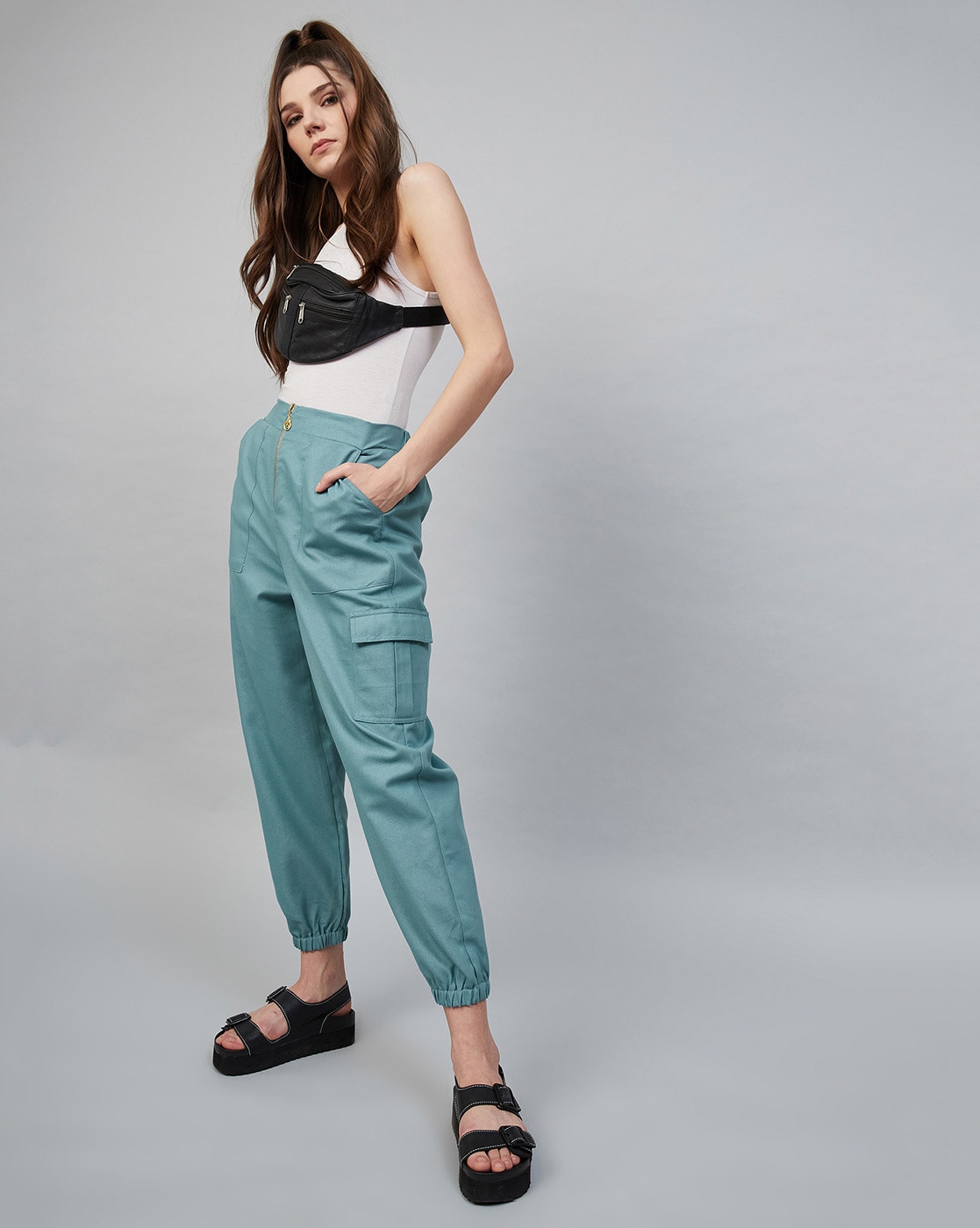 Buy Sea Green Trousers & Pants for Women by ORCHID BLUES