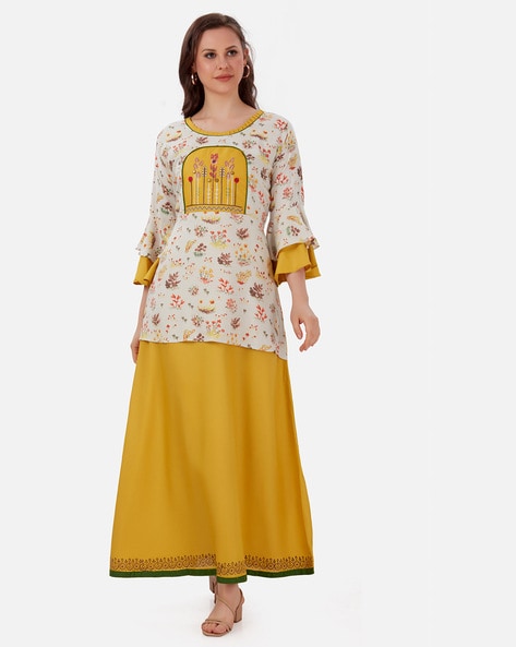 Kiana Women Ethnic Dress Yellow Dress - Buy Kiana Women Ethnic Dress Yellow  Dress Online at Best Prices in India