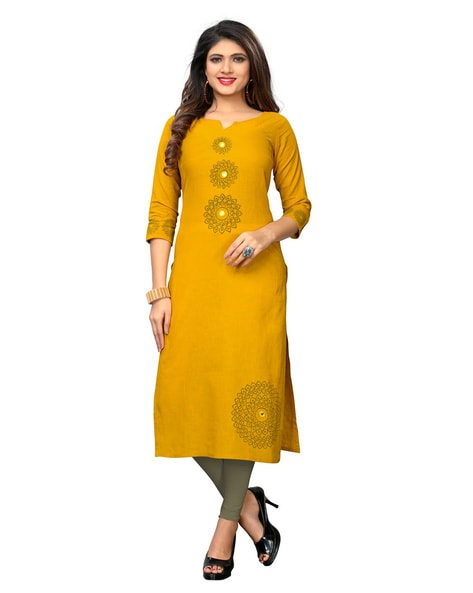 Yellow kurtis sale online