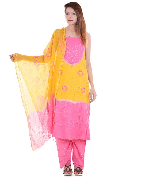Buy Dheu Pink & Yellow Handloom Cotton Silk Saree & Kurta Couple Set-  (Size- S) Online at Best Prices in India - JioMart.