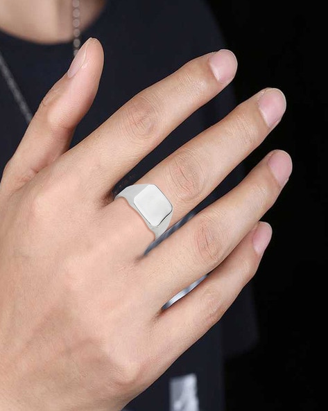 Pure Silver Silver Men's Ring With White Diamond | Silveradda