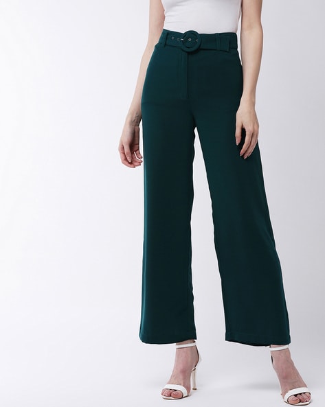 ELASTICATED TAPERED TWILL TROUSERS - DARK GREEN - COS