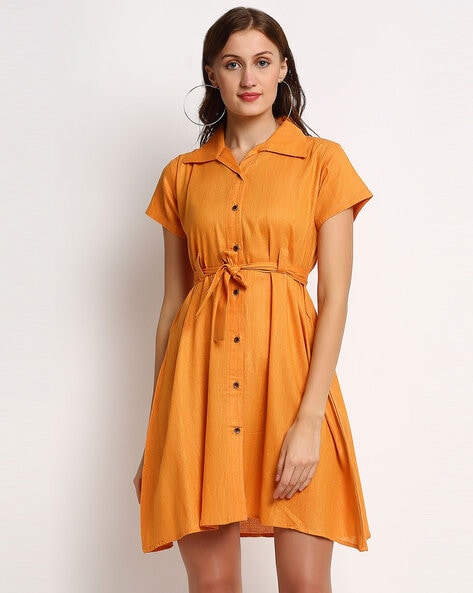 Orange button hotsell down dress