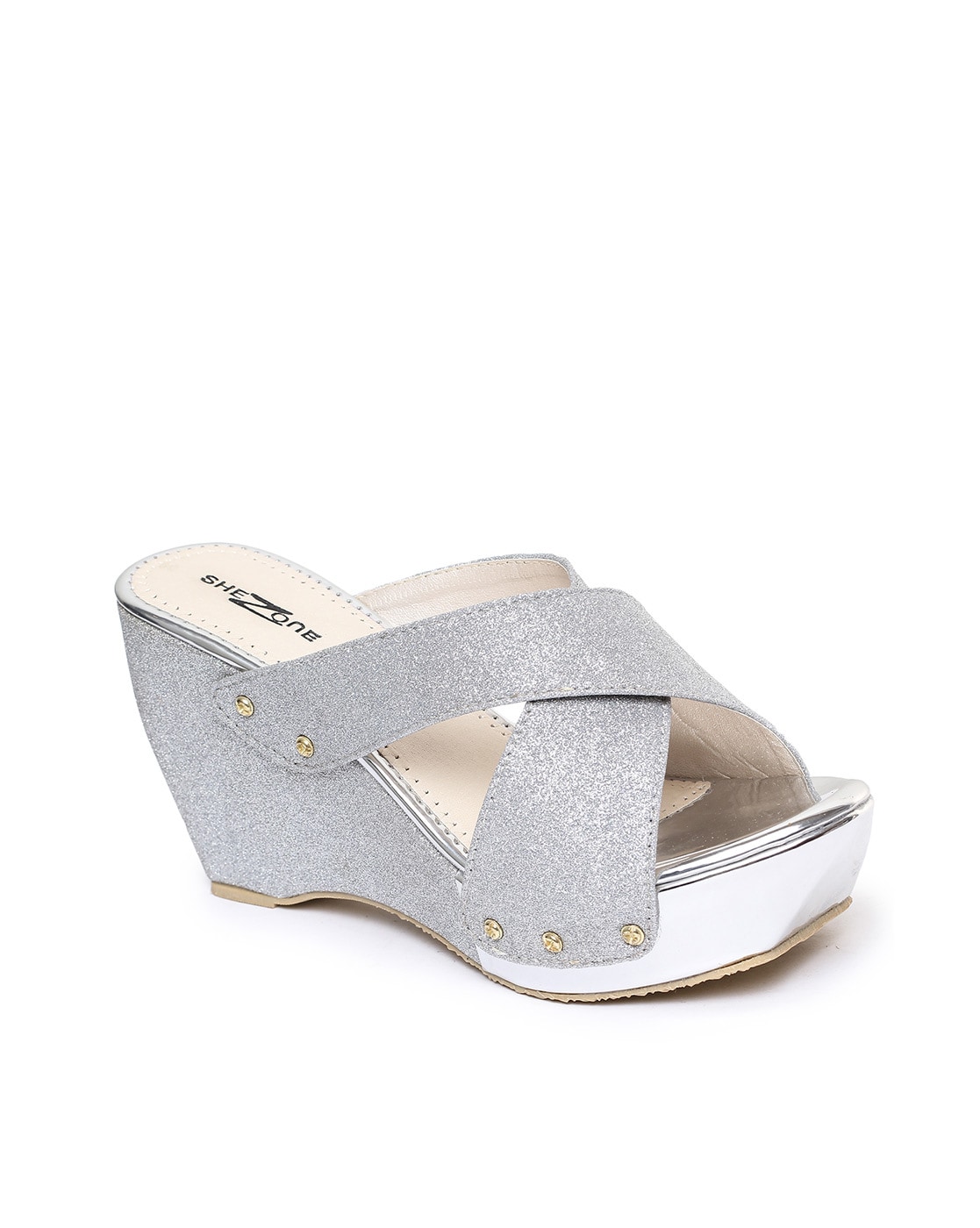 Silver wedge shop heel sandals