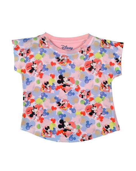 Minnie Mickey Mouse Print Round-Neck Top