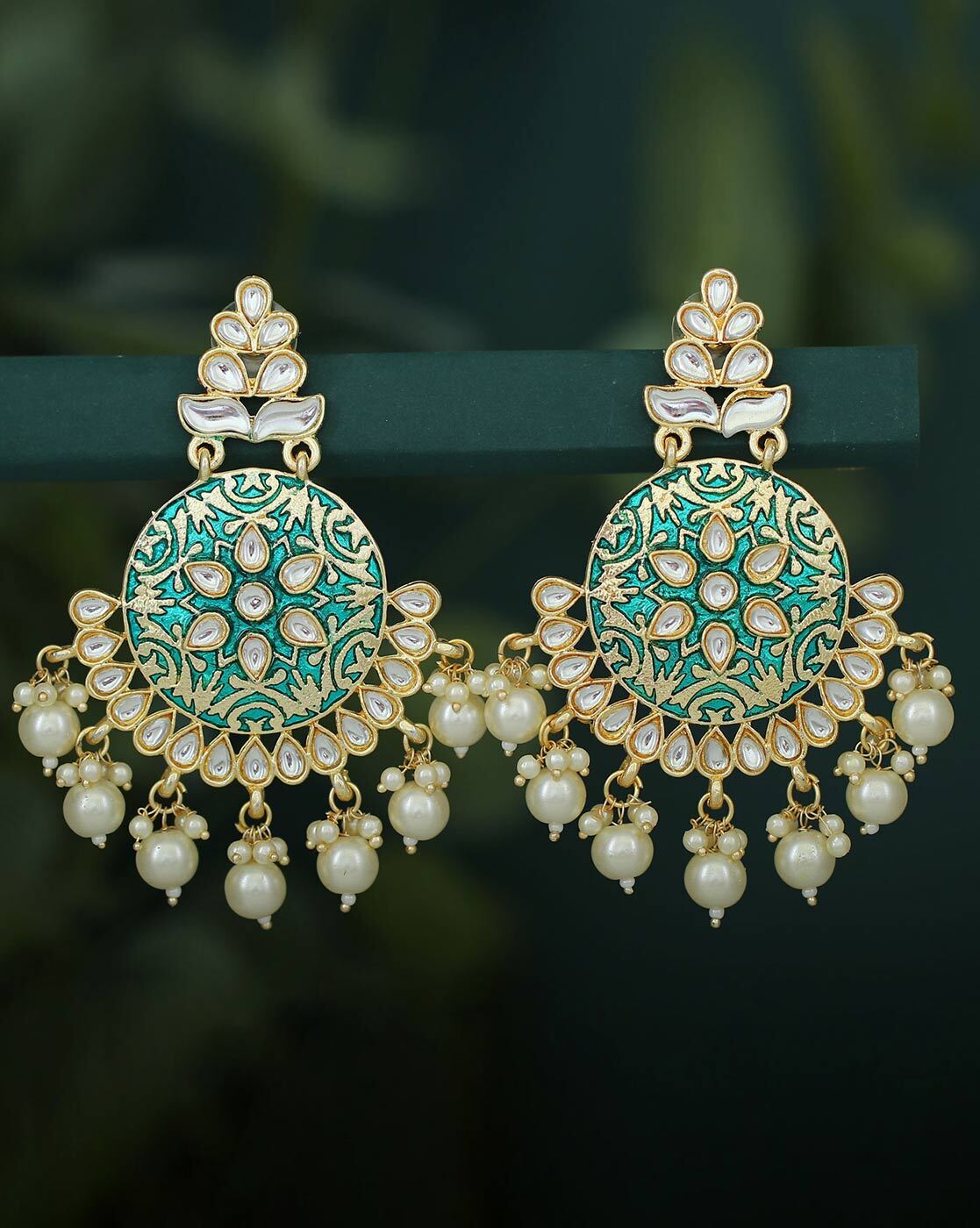Buy Jewels Galaxy Ethnic Wedding Wear Kundan Gold Plated Chandelier Earrings  For WomenGirls Online at Best Prices in India  JioMart