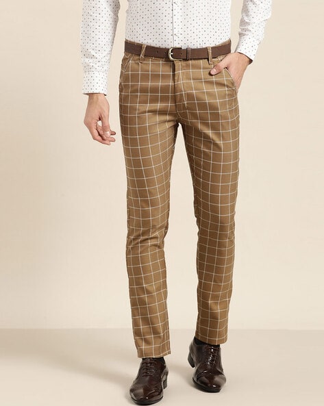 Buy Arrow Flat Front Check Formal Trousers - NNNOW.com