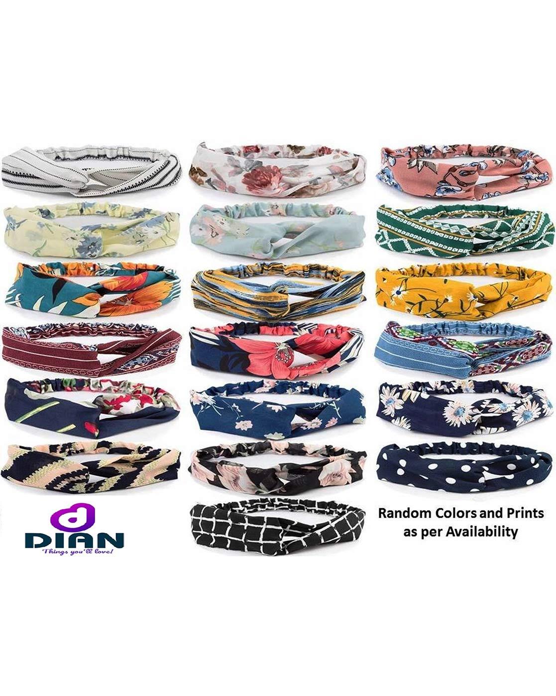 DIAN Assorted Pack of 10 Printed Long Hair Band & Elastic Head