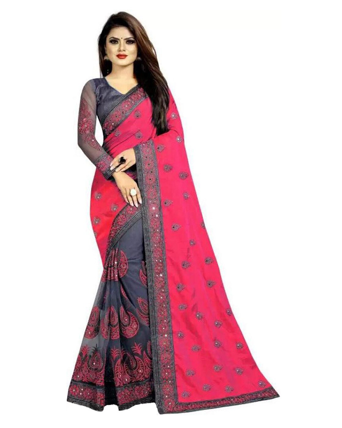 Buy Grey Sarees for Women by Vedatrayi Online