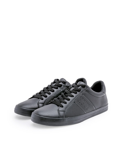 Mens black cheap mid top trainers