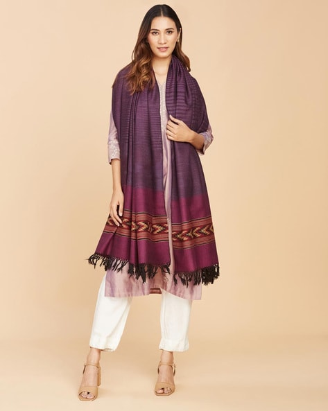 Striped Shawl with Tassels Price in India