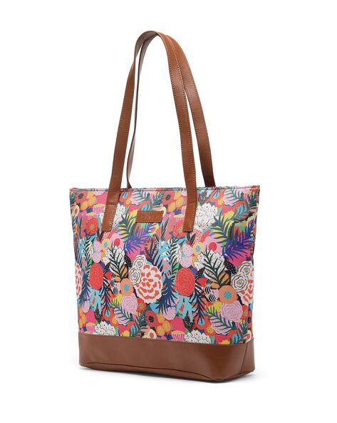 Fashion Floral Print Tote Bag Portable Canvas Lunch Bag - Temu