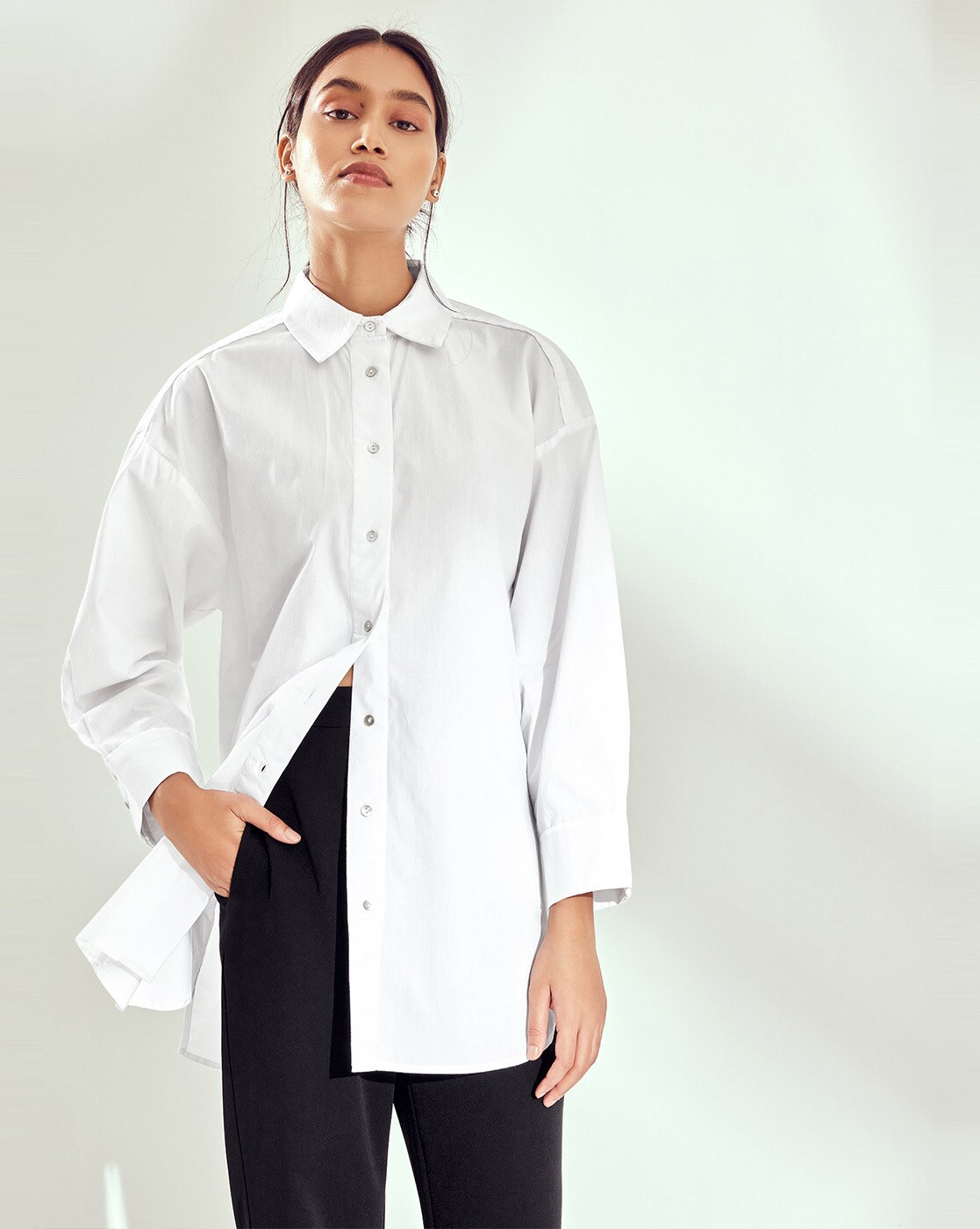 Cotton Rich Fitted Collared Shirt