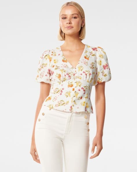 forever 21 floral wrap top