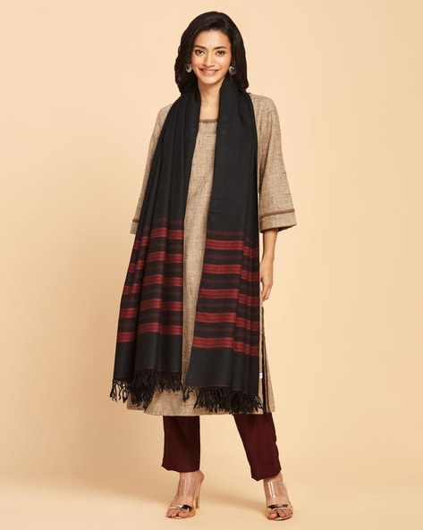 Striped Shawl with Tassels Price in India