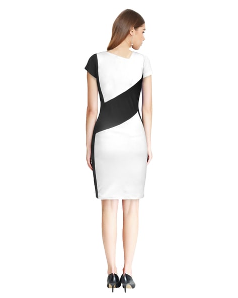 Collezioni Moda The Monochrome Black & White Bodycon Dress : Amazon.in: फैशन