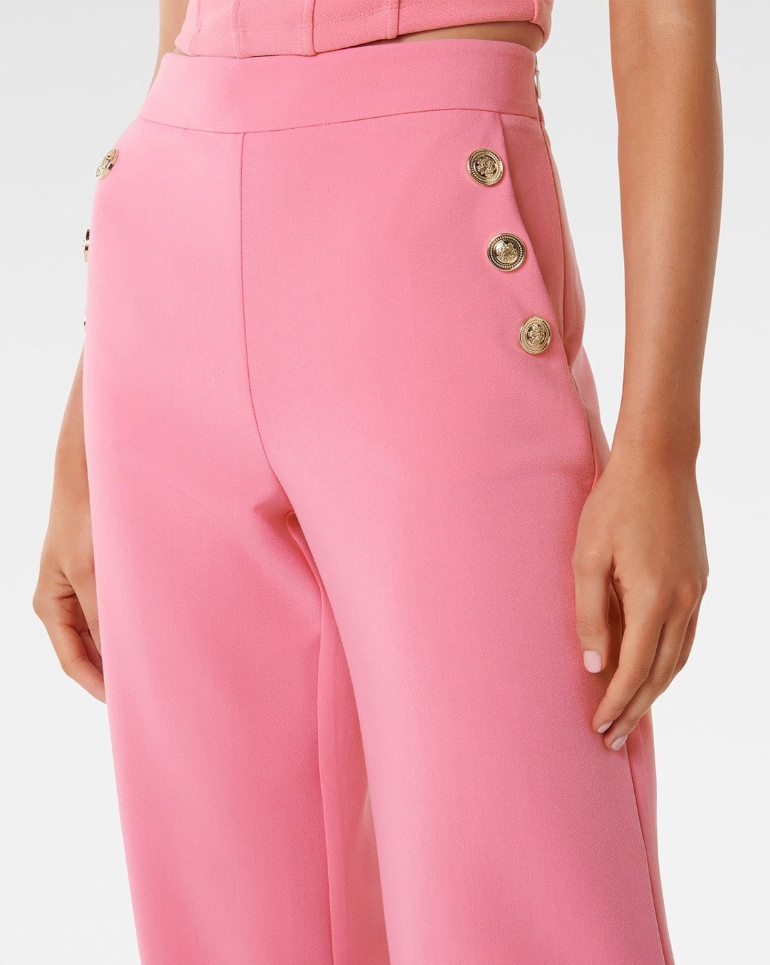 River Island pleated tapered peg trouser in bright pink | ASOS