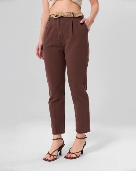Buy Brown Trousers & Pants for Women by SAM Online