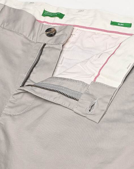 Slim Fit Twill Trouser With Stretch  Gray  Benetton