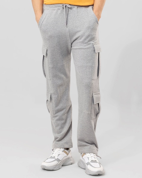 Flat-Front Cargo Pants with Elasticated Drawstring Waist