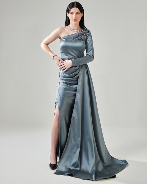 Charcoal Grey Gown Dresses for a Wedding 2023