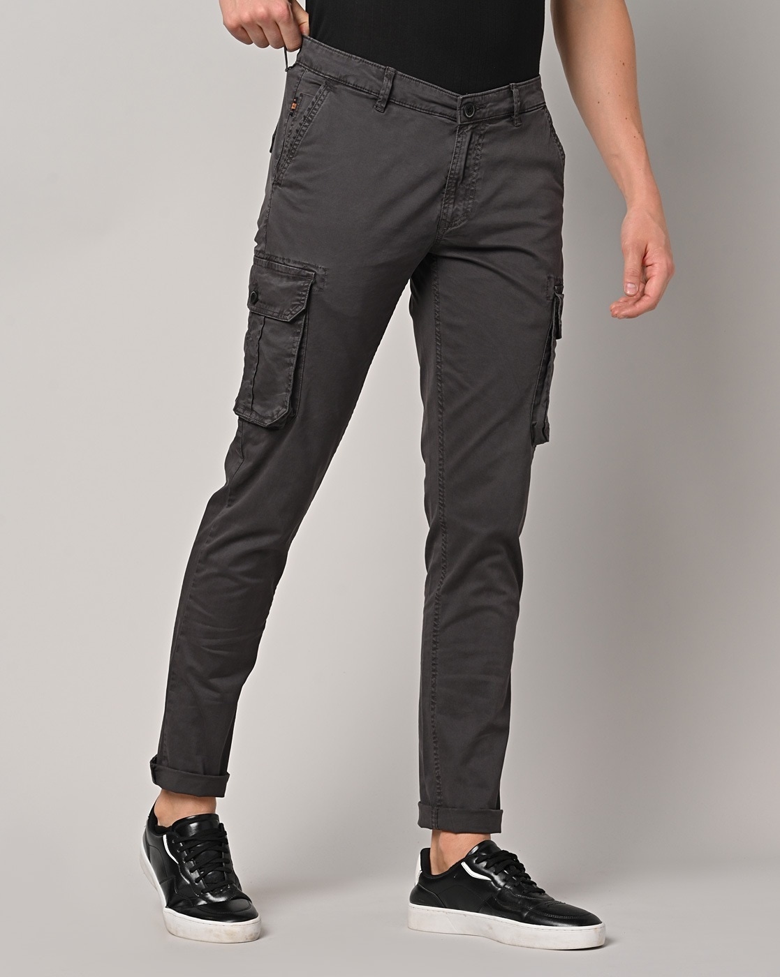 HUGO - Slim-fit cargo trousers with front pleats
