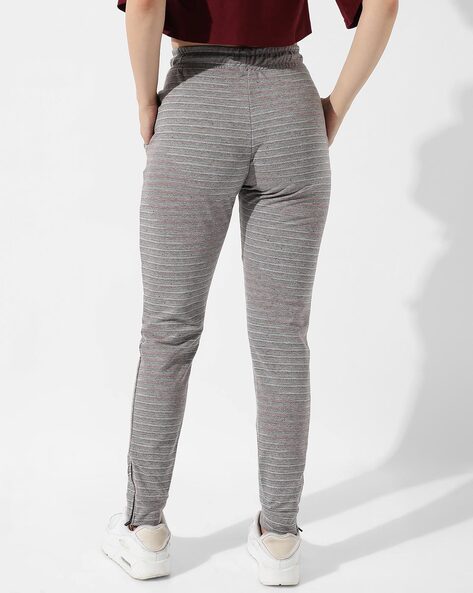 Buy CAMPUS SUTRA Grey Stripes Cotton Regular Fit Womens Track Pants