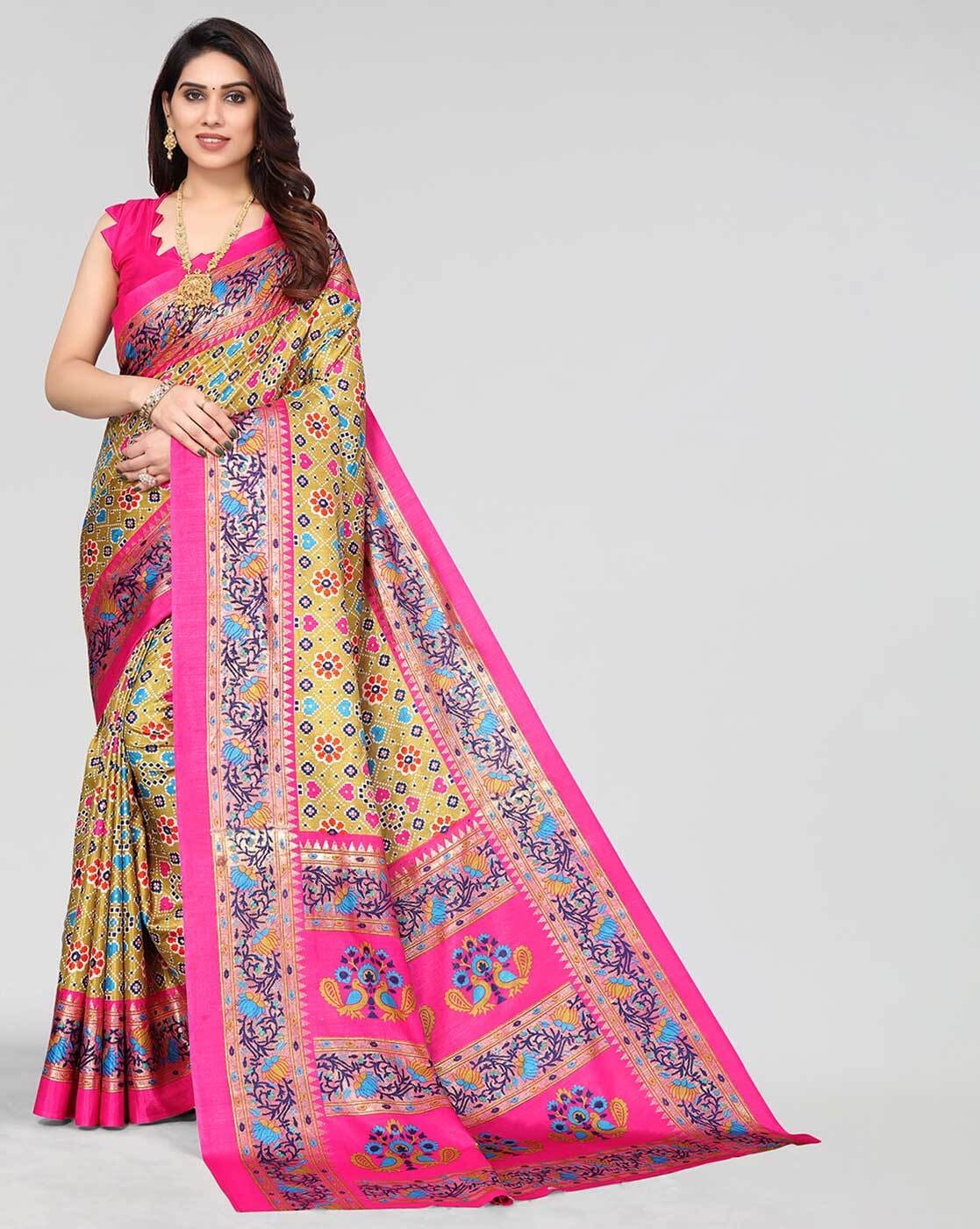 Buy Wine Sarees for Women by Indie Picks Online | Ajio.com