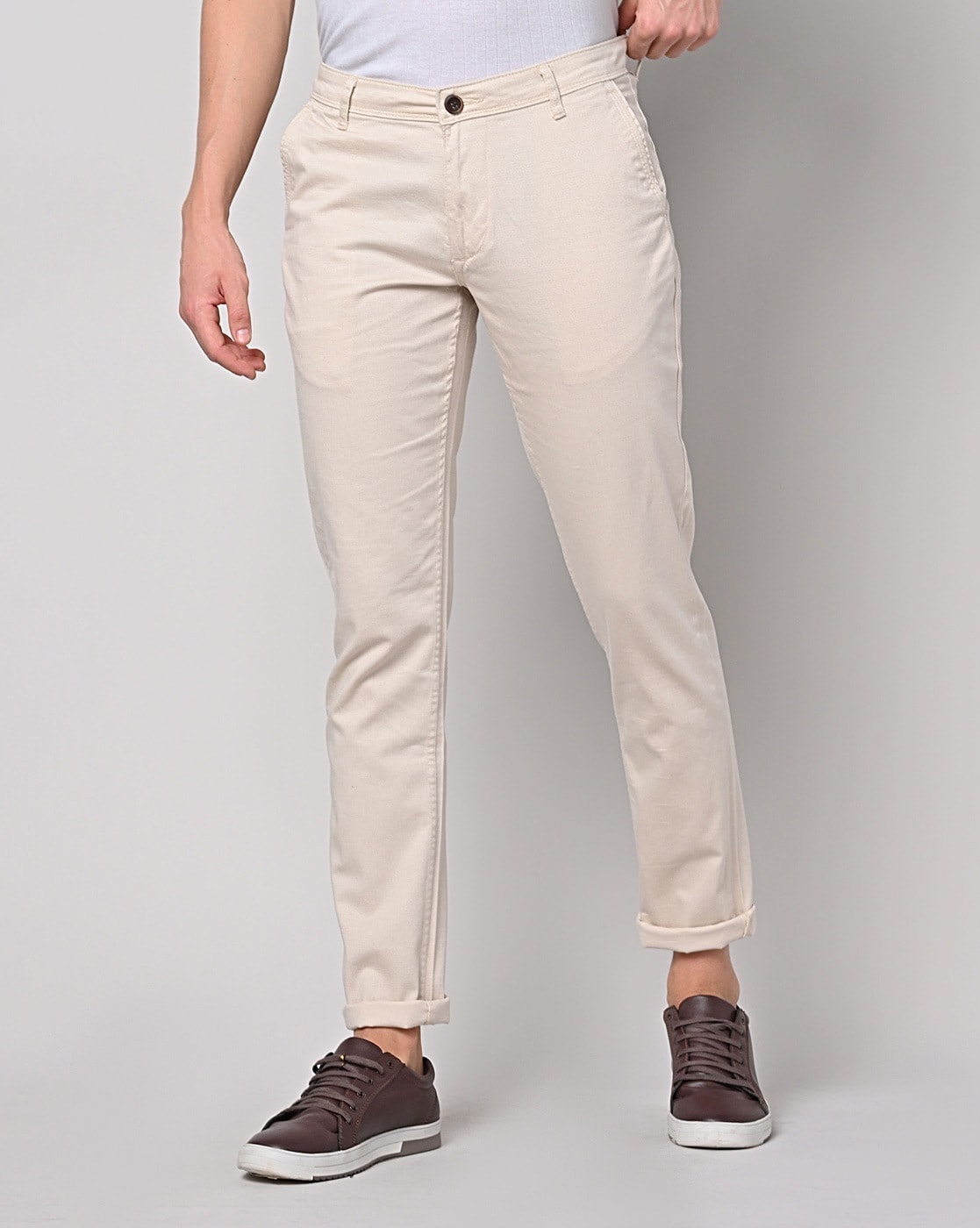 Buy AD by Arvind Men Black Regular Fit Solid Casual Chinos - NNNOW.com