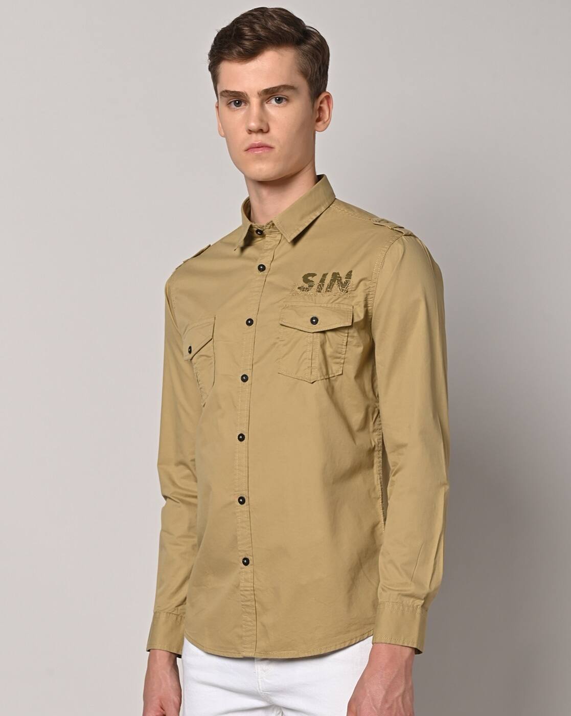『TEN WORK SHIRT KHAKI S』 Khaki Shirts for Mens/Auto Driver/Mechanic Workers (in