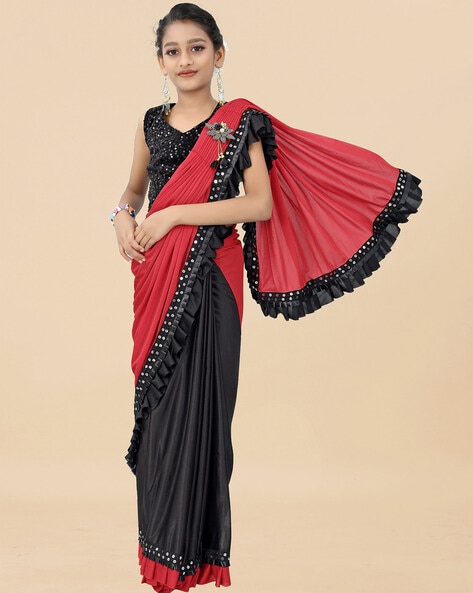 Hot Red New Bollywood Block Buster 3mm Sequins Design Saree for women- –  www.soosi.co.in