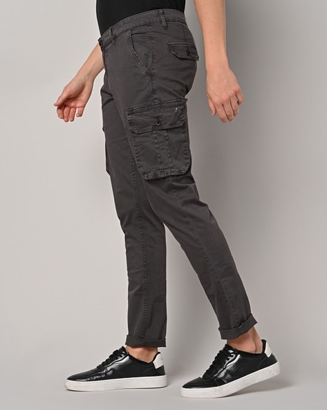 ROCXL Big and tall men's stretch fabric cargo pants in gray