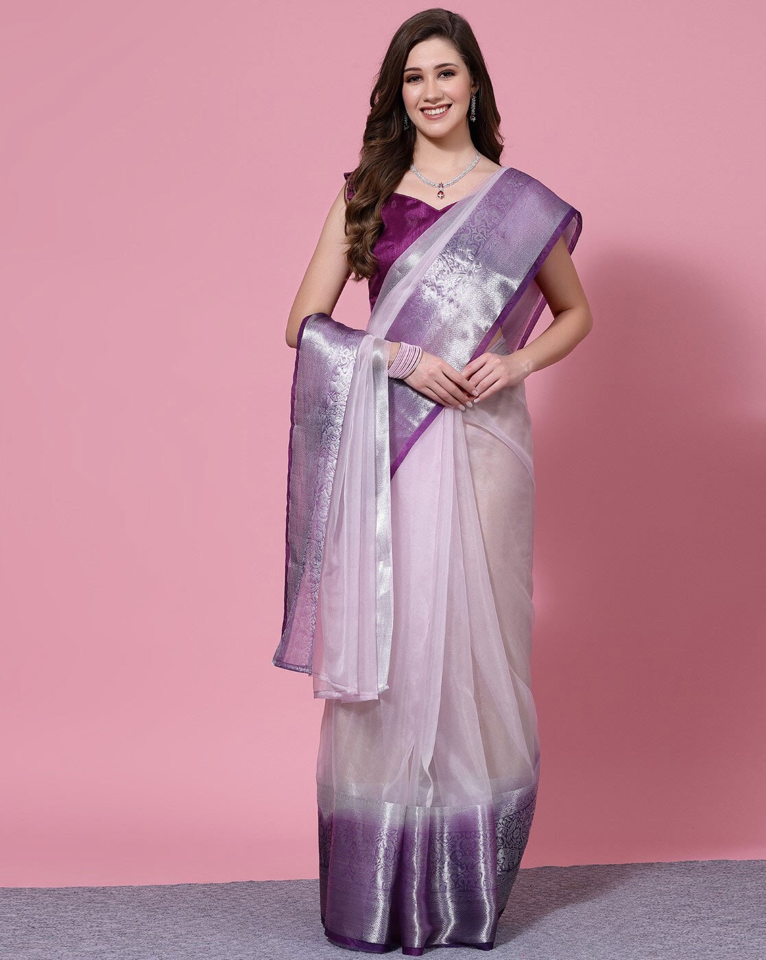 Buy Purple Panache Organza Saree Online